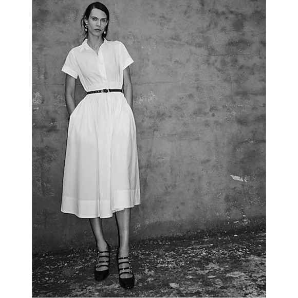 NWT J. Crew Elena Midi Shirt Dress 8 White BY832 J.Crew Wedding Shower Grad - Picture 3 of 5